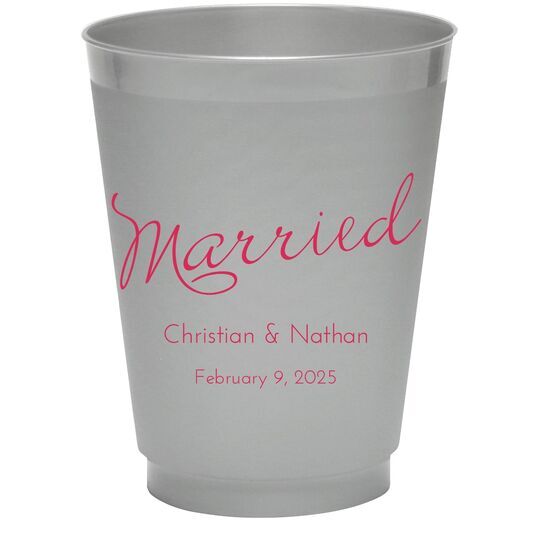 Expressive Script Married Colored Shatterproof Cups
